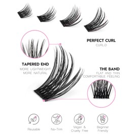 Wispy Lash Clusters Natural Lashes Clusters C Curl Lash Extensions Fluffy Individual Lashes Eyelashes Clusters DIY at Home by Jiocolor (C Curl, 8-14mm)