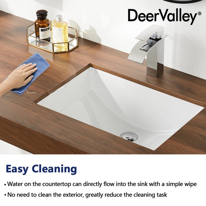 DeerValley DV-1U101 Ally Undermount Bathroom Sink Rectangular, 21'' x 15''