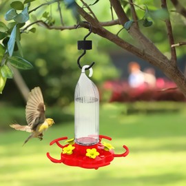 Outdoor Hummingbird Feeder | Hangable Outdoor Bird Feeder 470ml,5 Ports Hummingbird Feeding Bottle with Ant-Proof Hook Garden Decoration for Birdwatching Enthusiasts Porch Window Balcony Family Patio