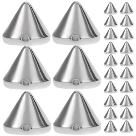 Tofficu 100pcs Acrylic Spike Studs for Clothing - Stick-On Large Silver Metal Studs DIY Sew On or Glue On Spike Beads for Bags Shoes Garments and Accessories Face Spikes