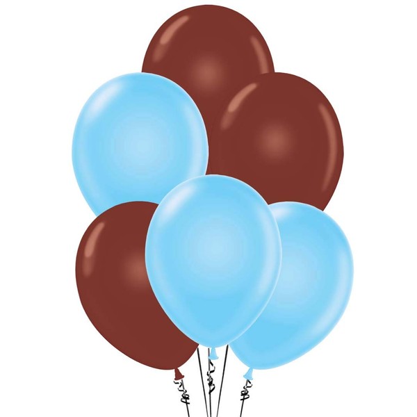 PMU Balloons 11 Inch PartyTex Premium Baby Blue and Brown Latex Pkg/25