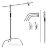 GSYXERGILES Heavy Duty C-Stand, Stainless Steel Tripod with Boom Arm