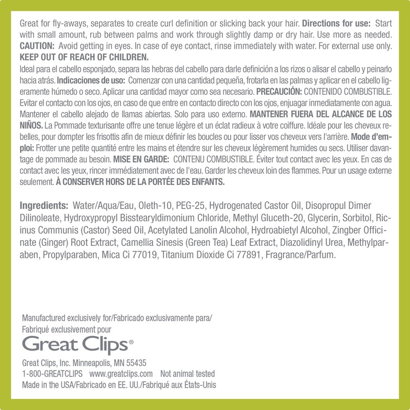Solutions by Great Clips Texturizing Pomade, 2oz |Light-to-Medium Hold Hair
