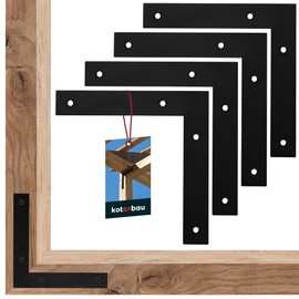 KOTARBAU® Set of 4 Flat Angle 150 x 150 x 24 mm Flat Connector Black L-Shape Powder-Coated Steel Corner Connector Wood Angle Heavy Duty Angle Connector Angle Plate Mounting Angle Furniture Angle