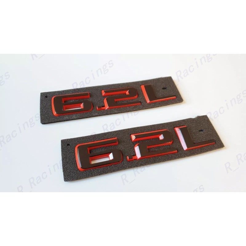 GM Auto Silverado Front Hood Black Red 6.2L Emblem Letters