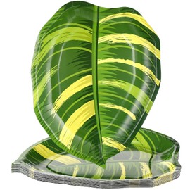 Nuanchu 100 Pcs Tropical Turtle Leaf Plates Disposable Luau Party Paper Plates Hawaii Palm Leaf Food Snack Tray Luau Party Supplies for Appetizer Lunch Dinner and Dessert