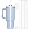 6 Popotes Reutilizables(12.13in) para 40 oz, 2 Cepillos de Limpieza