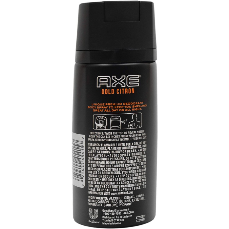 Set of 2 Axe Gold Citron Body Sprays - Cool
