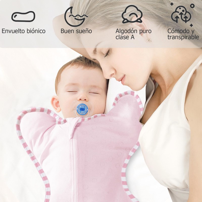Saquito para Dormir de Niño 0-6 Meses, 100% Algodón, Swaddle,