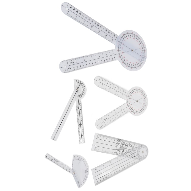 5Pcs Medical Goniometer Transparent Plastic Multifunction Joint Goniometer Set Kit