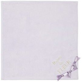 Maison de Fleur 8A23F1R0800 Towel Handkerchief, 3 Row Ribbon Towel Handkerchief, graish blue