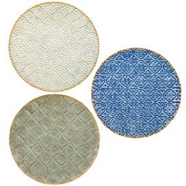Briful 12" Wall Décor Pack of 3 Metal Blue White Washed Starbursts Radial Plate Wall Art Modern Accent Hanging Wall Decorations For Home Office Bedroom Or Living Room Wall Sculptures