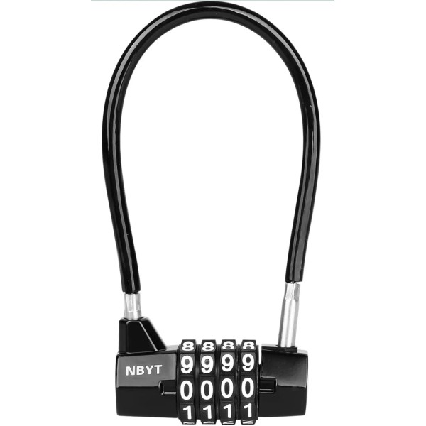 NBYT 4 Digit Cable Combination Padlock with Long Shackle -