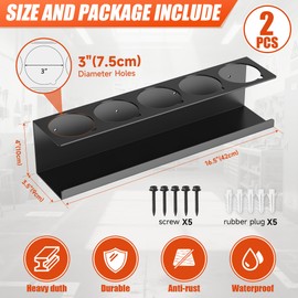 JUGGHOME 2 Pack Spray Can Holder,Wall Mount Spray Bottle Holder,Heavy-Duty Aerosol Can Holders,Tool Organizer Rack for Garage,Craft Workspace and Home,Holds 10 Cans