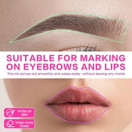 Pluma de Mapeo de Cejas, Pluma de Posicionamiento de Labios de Cejas de 3 Colores, Pluma de Gel para Mapeo de Cejas, Rotulador de Cejas Microblading, Herramientas de Marca de Mapeo de Posición