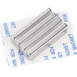 DIYMAG Neodymium Magnets, 8 Pack Strong Magnetic Bar with Double-Sided Adhensive Backing Heave Duty Rare Earth Magnet for Fridge, Classroom, Science and Craft - 1.57 x 0.39 x 0.2 in Silver