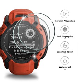 Miimall [10+2 Pack] Compatible for Garmin Instinct 2X Screen Protector and Charger Port Protector, Anti-Dust Plugs + Anti-Scratch Bubble Free Tempered Glass Film Screen Protector for Instinct 2X