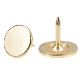 TA-VIGOR 50Pcs Heavy Duty Flat Head Push Pins, Decorative Thumb Tacks for Wall, Furniture Cork Board & Bulletin Board – 11mm x 10mm Upholstery Tacks for Home Office & DIY Use, Gold