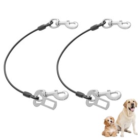 2 PCS Dog Seat Belt, Dog Car Harness, Anti Chew Lead Chain with Double Clip and Buckle Attachment, for Pet Walking Training, Vehicle Travel, Anti Bite Safety Rope (16in/40cm)