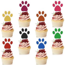 48 Pcs Paw Cupcake Topper, Paw Print Cupcake Topper for Dog Cupcake Toppers Pet Puppy Dog Birthday Party Decorations