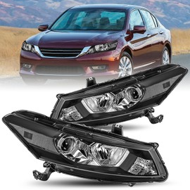JSBOYAT Headlight Assembly Replacement for 2008-2012 Honda Accord 2-Door Coupe (Black Housing with Clear Reflector)