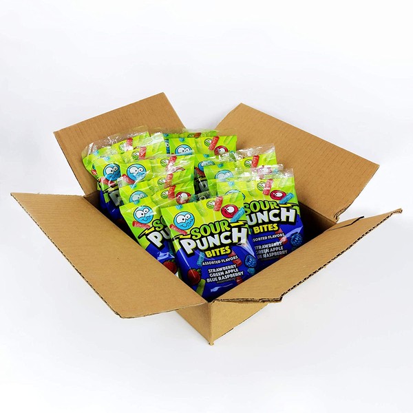 Sour Punch Bites, Assorted Sweet & Sour Fruit Flavors, Chewy Candy, 5oz Bag  (12 Pack)