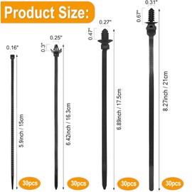 120Pcs Cable Zip Ties Premium Plastic Wire Ties Durable Heavy Duty Self-Locking Nylon Cable Straps Strong Bite Force & UV Resistant Management Cable Clips with 4 Universal Sizes for Indoor and Outdoor