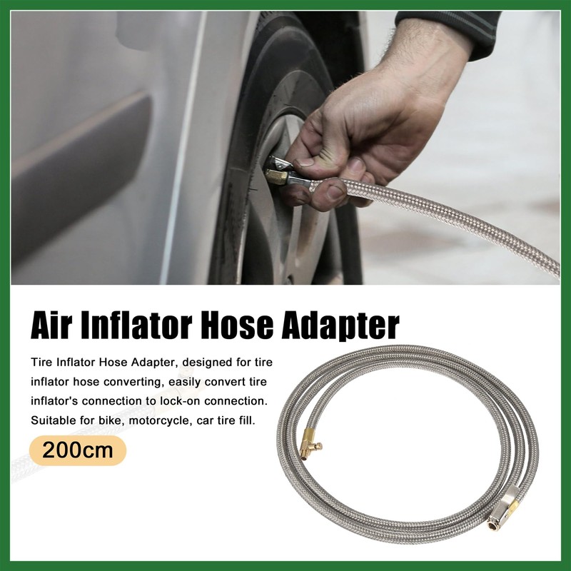 Motoforti 200cm 79" Car Tire Air Inflator Hose Adapter Quick