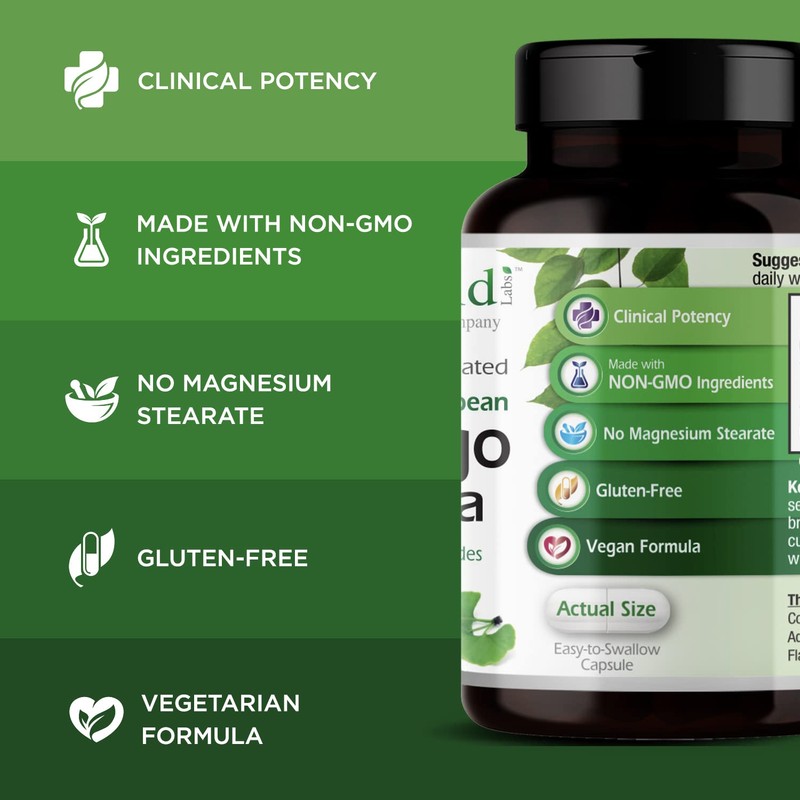 Emerald Labs Ginkgo Biloba 60 mg Extract - Supports Memory,