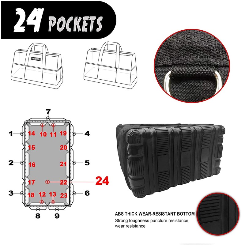 HAUTMEC 16-inch Heavy Duty Wide Open Mouth Tool Bag, Shoulder