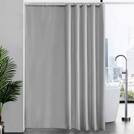 Furlinic Extra Long Shower Curtain With Hooks 100% Polyester Bathroom Shower Curtain Waterproof Grey 200x240cm 78x94 Inch.