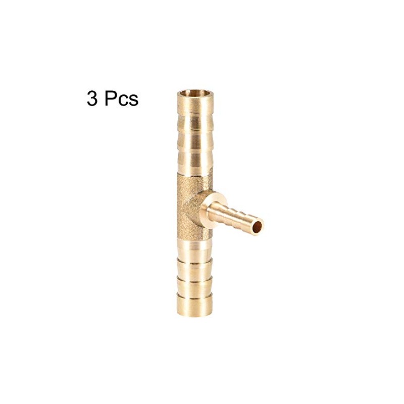 sourcing map Tee Brass Barb Fitting Reducer 3 Way, Fit