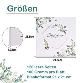 Tigvio Wedding Guest Book, 120 Pages Guest Book, Wedding Guest Book 21 x 21 cm, Blank Guest Book for Christening, Weddings, Anniversaries, Birthdays, Party, Ideal Wedding Gift for Wedding Couple