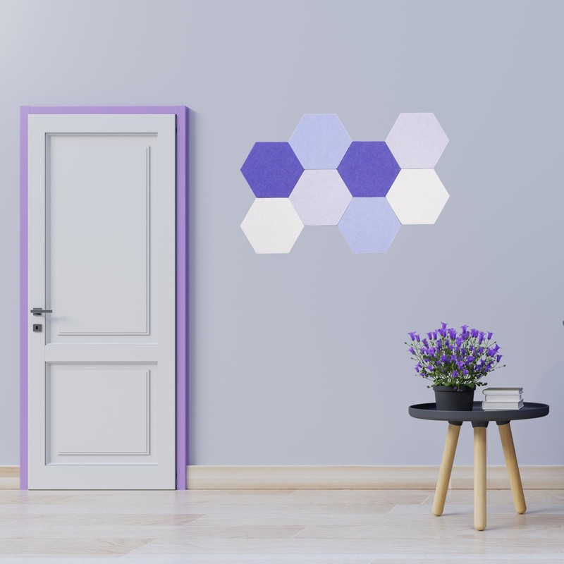 LAJAR 8 Pcs Hexagon Felt Bulletin Board Tiles, Self Adhesive