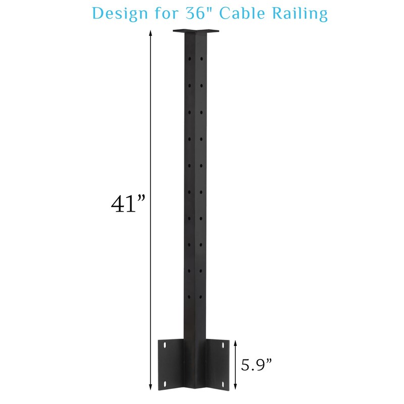 Senmit Cable Railing Inner Corner Post Fascia Mount-Stainless Steel Square