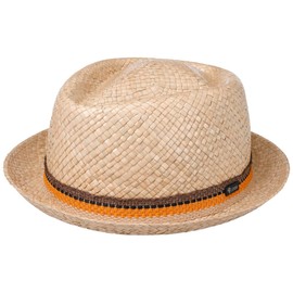Lipodo Diamond Crown Straw Hat for Men and Women - Sun Hat Made in Italy - Hat Made of 100% Straw - Pork Pie for Spring/Summer, natural