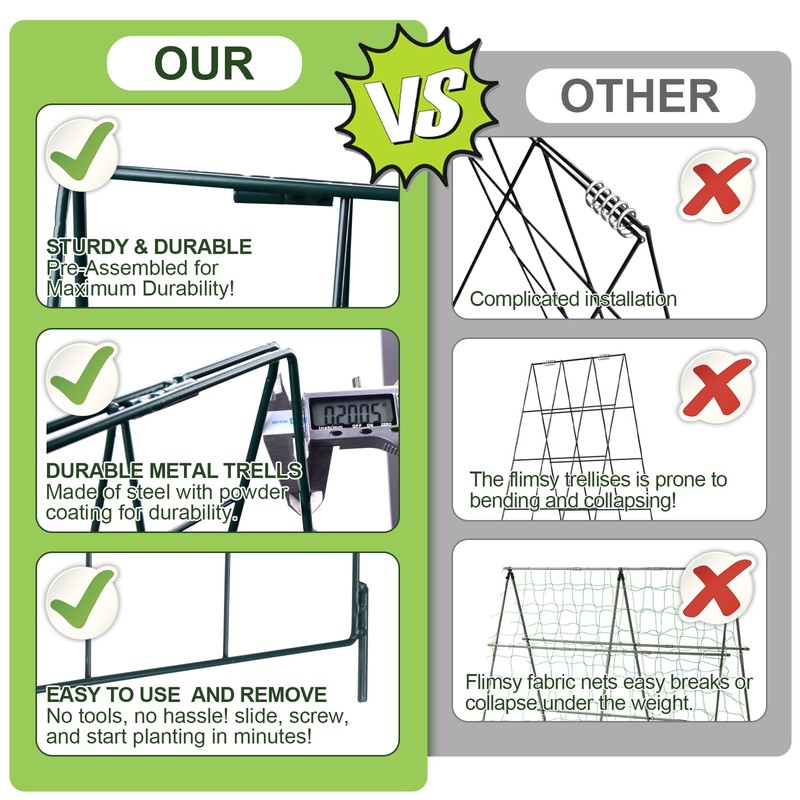 Heavy Duty 48"x16" Adjustable A-Frame Cucumber Trellis for Climbing Plants,iGreely