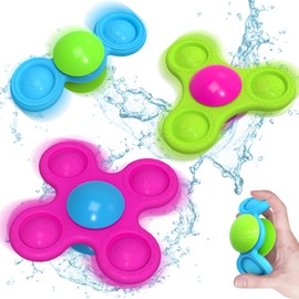 Guibola Suction Spinner Toys for Babies Cute Animals Spinning Toys for Toddlers Travel Toys Sensory Toys Bath Toys for Babies 10-12 Months Gifts for Kids Suction Cup Toys (Classic Edition-Animals)
