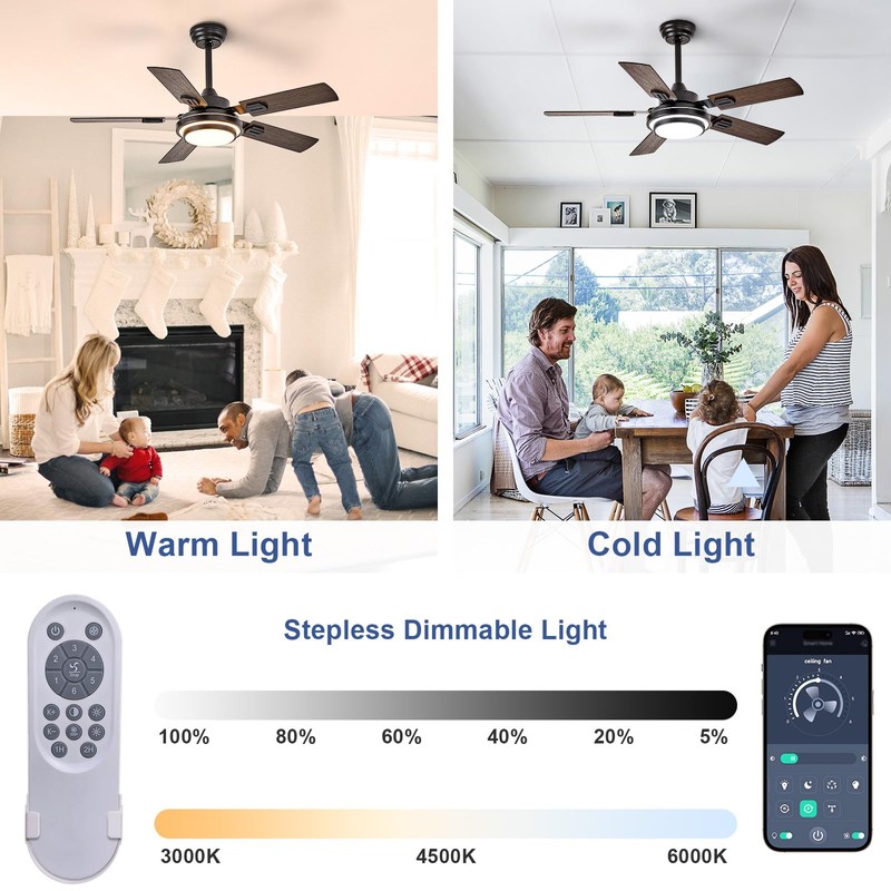 Depuley 42-Inch Ceiling Fan with Light: Walnut Ceiling Fans with