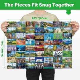 BenBen 1000 Piece Puzzle for Adults, Iconic America, 56 USA Landmarks, Travel Landscape Puzzle Including National Parks, Jigsaw Puzzles with Letters on Back