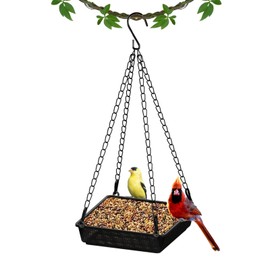 Metal Hanging Bird Feeder with Metal Mesh Seed Tray, Outdoor Platform Bird Feeders for Outside Hanging, Birdfeeders for Outdoors Hanging Garden Patio Deck Yard Great for Attracting Birds
