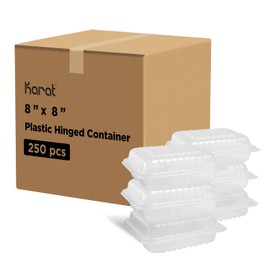 Karat FP-HC88PP-3C 8''x8'' 3C PP Hinged Container (Case of 250)