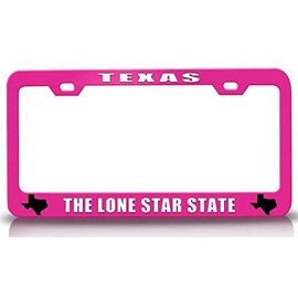 Customola Texas The Lone Star State Texas Map Style Steel Metal License Plate Frame Pn # 65
