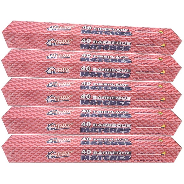 200 Pack Wholesale Lot 11" Long Wooden Fireplace Matches (5-Packs of 40)