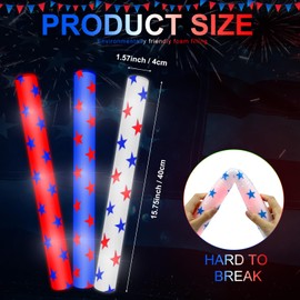 Junkin 24 Pcs 4th of July Glow Sticks Bulk 15.8" Red White Blue Independence Day LED Glow Sticks with Star Pattern Patriotic Light for Memorial Day Birthday Party, 3 Flashing Mode
