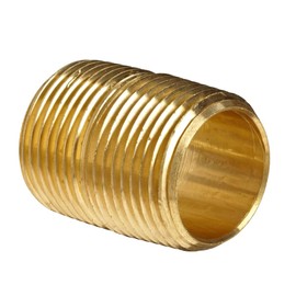 FloFlex Brass Close Nipple Fitting, 1/4" Male x 1/4" Male NPT, 2 Pack Fully Threaded Adapters for Connecting Fluid Hoses, Hydraulic Lines and Air Systems