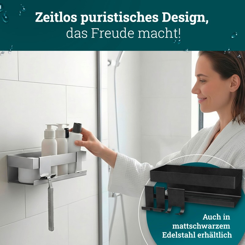 husman Shower Shelf No Drilling | Brushed Stainless Steel |