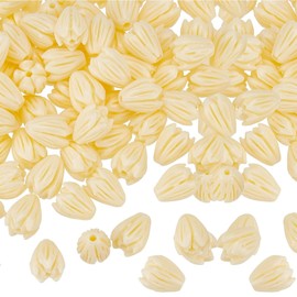 PATIKIL 100 Pcs Coral Flower Beads, 9x7mm Artificial Jasmine Flower Shell Floral Spacer Beads for Jewelry Making DIY Crafts Necklace Bracelet Earring Accessories, Beige