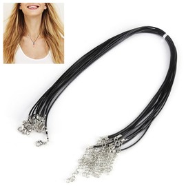 10Pcs Necklace Cord String Waxed Neckalce Cord Bulk Necklace Rope String with Clasp Bulk for Jewelry Pendants Bracelet Jewelry Making Black