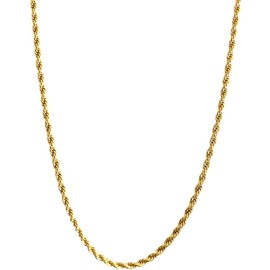 INCREDIBLE CHIC COLLECTIONS Luxury 24K Gold Plated Rope Chain – 3MM Diamond Cut, Real Gold Layered, Bling Necklace, 20", Gold, No Gemstone